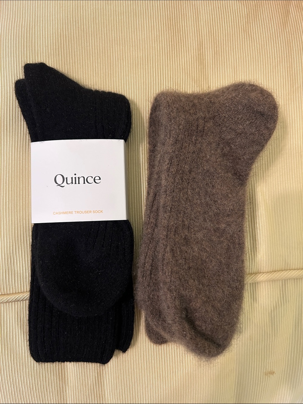 Quince Cashmere Trouser Socks — Black & Brown